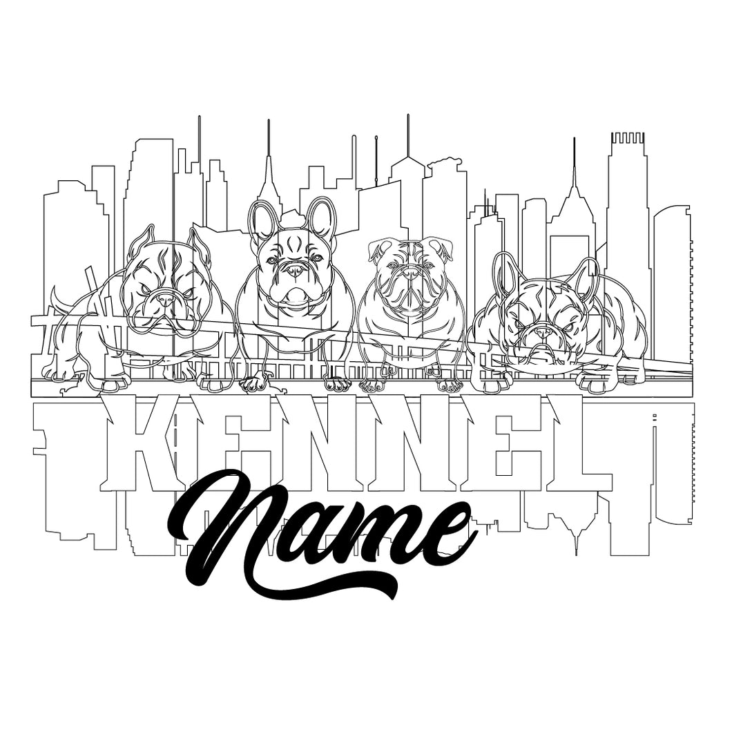 Four Dogs Breeder Logo Design With Name And Custom Background