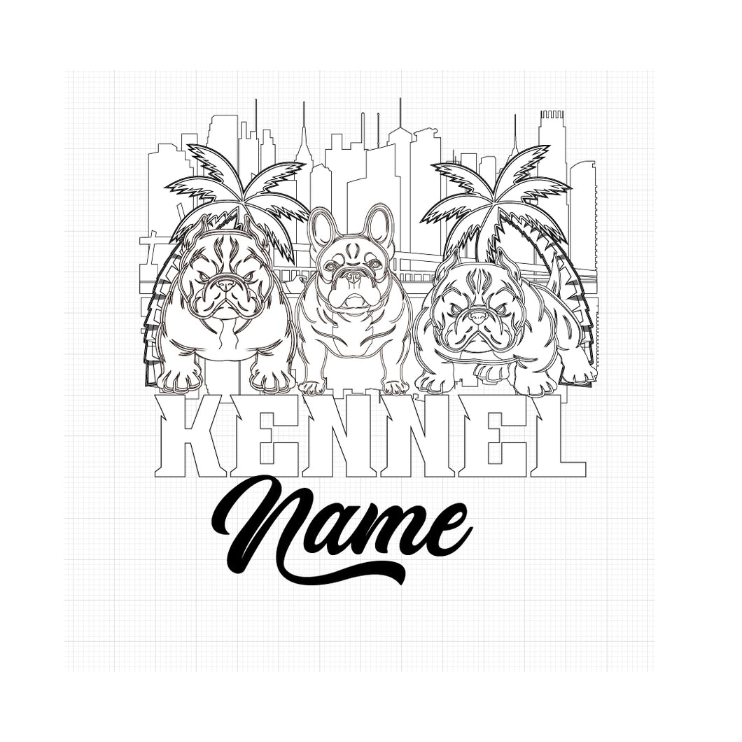Three Dogs Breeder Logo Design With Name And Custom Background